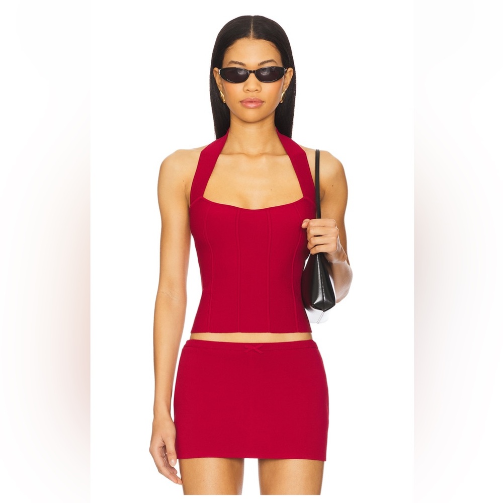 Mirror Palais - Red Knit Halter Top - Size XS